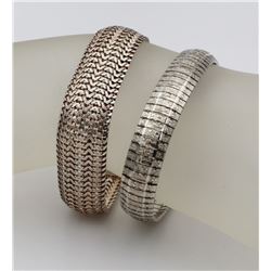(2) STERLING SILVER THICK BRACELETS