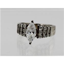 ESTATE STERLING SILVER RING WITH CZ'S. SIZE 10