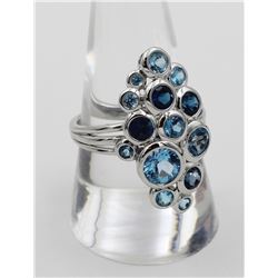ESTATE STERLING SILVER .925 BLUE STONES, SIZE 9.5
