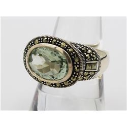 STERLING SILVER RING CLEAR OVAL STONE