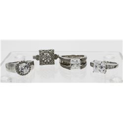 ESTATE LOT OF FOUR STERLING SILVER RINGS