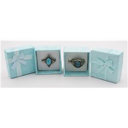 TWO .925 & TURQUOISE RINGS
