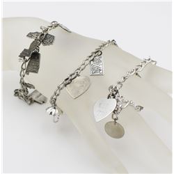 GROUP OF 3 STERLING SILVER CHARM BRACELETS