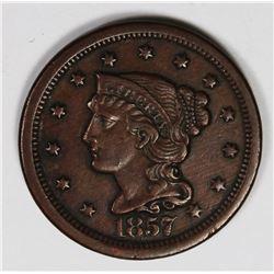 1857 LARGE CENT LARGE DATE XF