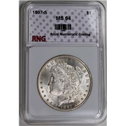 1897-S MORGAN SILVER DOLLAR RNG GEM BU