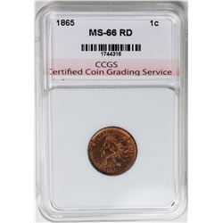 1865 INDIAN CENT CCGS GRADED SUPERB RED BU