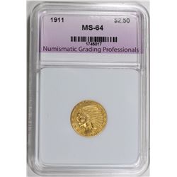 1911 $2.50 INDIAN GOLD NGP