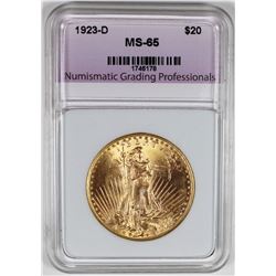 1923-D $20 ST. GAUDENS GOLD GEM BU
