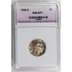 1936-D BUFFALO NICKEL NGP SUPERB BU+