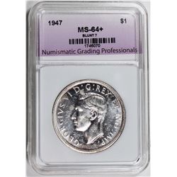 1947 BLUNT 7 CANADA SILVER DOLLAR GEM BU NGP