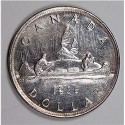 1938 CANADIAN SILVER DOLLAR NICE BU