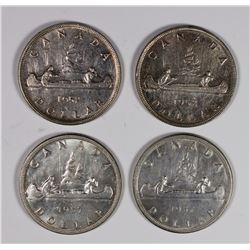 CANADIAN SILVER DOLLARS (2) 1952 & (2) 1957