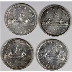 CANADIAN SILVER DOLLARS: 1954, 1956 AND (2) 1953