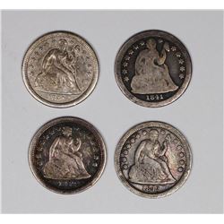 SEATED DIMES: 1841, 1841-O, 1842 AND 1842-O