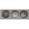 Image 1 : SEATED DIMES: 1843 G-VG, 1845 FINE AND 1845-O VG