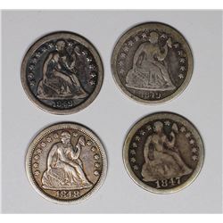 SEATED DIMES: 1847, 1848, 1849 AND 1849-O