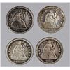 Image 1 : SEATED DIMES: 1857, 1857-O, 1858 AND 1858-O.
