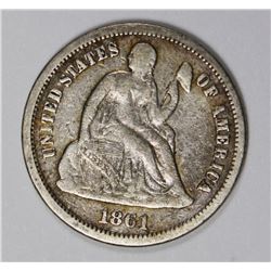 1861-S SEATED DIME VG/FINE VERY RARE!