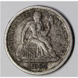 1864-S SEATED DIME VG/FINE VERY RARE!
