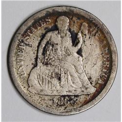1866-S SEATED DIME GOOD VERY RARE!