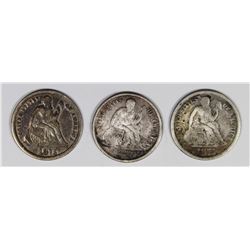 SEATED DIMES: 1875 AND (2) 1875-CC