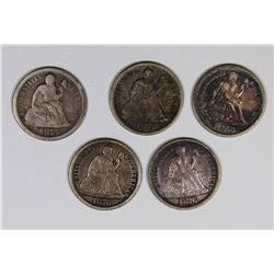 SEATED DIMES: (2) 1875-S, 1876, 1876-CC AND 1876-S