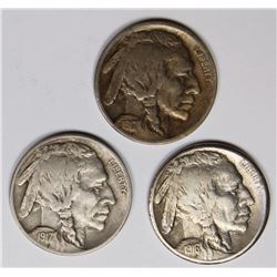 BUFFALO NICKELS: 1916-S, 1917 AND 1917-D