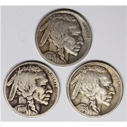 BUFFALO NICKELS: 1917-S, 1918 AND 1918-D