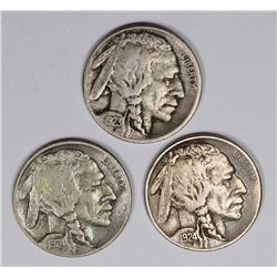 BUFFALO NICKELS: 1923-S, 1924 AND 1924-D