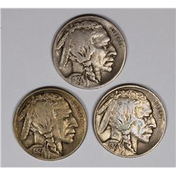 BUFFALO NICKELS: 1927 XF, 1927-D VF+ AND 1927-S VF
