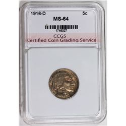 1916-D BUFFALO NICKEL CCGS GEM BU