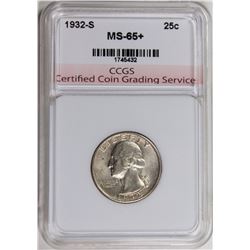 1932-S WASHINGTON QUARTER CCGS SUPBER GEM RARE!