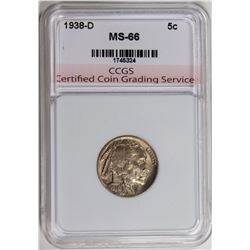 1938-D BUFFALO NICKEL CCGS SUPERB GEM BU