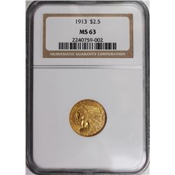 1913 $2.5 GOLD INDIAN NGC MS 63