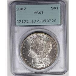 1887 MORGAN SILVER DOLLAR PCGS MS63