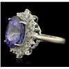 Image 1 : 14KT White Gold 11.08 ctw GIA Certified Tanzanite and Diamond Ring
