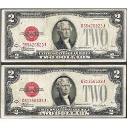 Lot of (2) 1928F $2 Legal Tender Notes