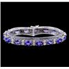 Image 1 : 14KT White Gold 17.85 ctw Tanzanite and Diamond Bracelet