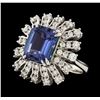 Image 1 : 5.91 ctw Tanzanite and Diamond Ring - 14KT White Gold