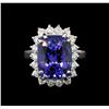 Image 2 : 14KT White Gold 8.25 ctw Tanzanite and Diamond Ring