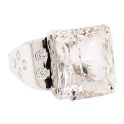 14.15 ctw Morganite And Diamond Ring - 14KT White Gold
