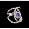 Image 1 : 0.73 ctw Tanzanite and Diamond Ring - 14KT White Gold