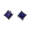 Image 1 : 2.70 ctw Square Cut Sapphire Studs - 14KT White Gold