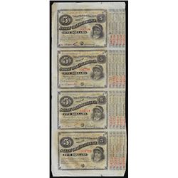Uncut Sheet of (4) State of Louisiana Baby Bond Obsolete Notes
