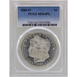 1885-O $1 Morgan Silver Dollar Coin PCGS MS64PL