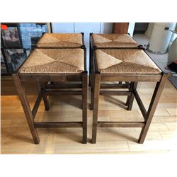 SET OF 4 KITCHEN ISLAND STOOLS WITH BASKET WEAVE SEATS