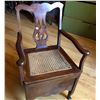 Image 1 : ANTIQUE CANE SEAT COMMODE CHAIR WITH ENAMEL POT