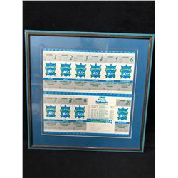 1989 SEATTLE SEAHAWKS FOOTBALL UNCUT SEASON TICKETS (FRAMED)