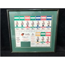 1989 B.C LIONS FOOTBALL UNCUT SEASON TICKETS (FRAMED)