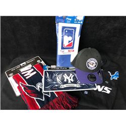 SPORTS FAN SOUVENIR LOT (BALL CAP/ SCARF/ FLAG...)